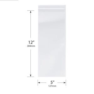 5" x 12" (Pack of 92) 2 Mil Resealable Travel Clear Rectangular Plastic Bags